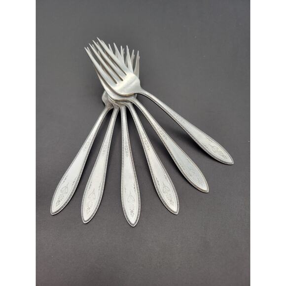 1847 Rogers Bros ARGOSY Set 6 Salad Fork Silver Plate 1926 Flatware - Picture 4 of 5